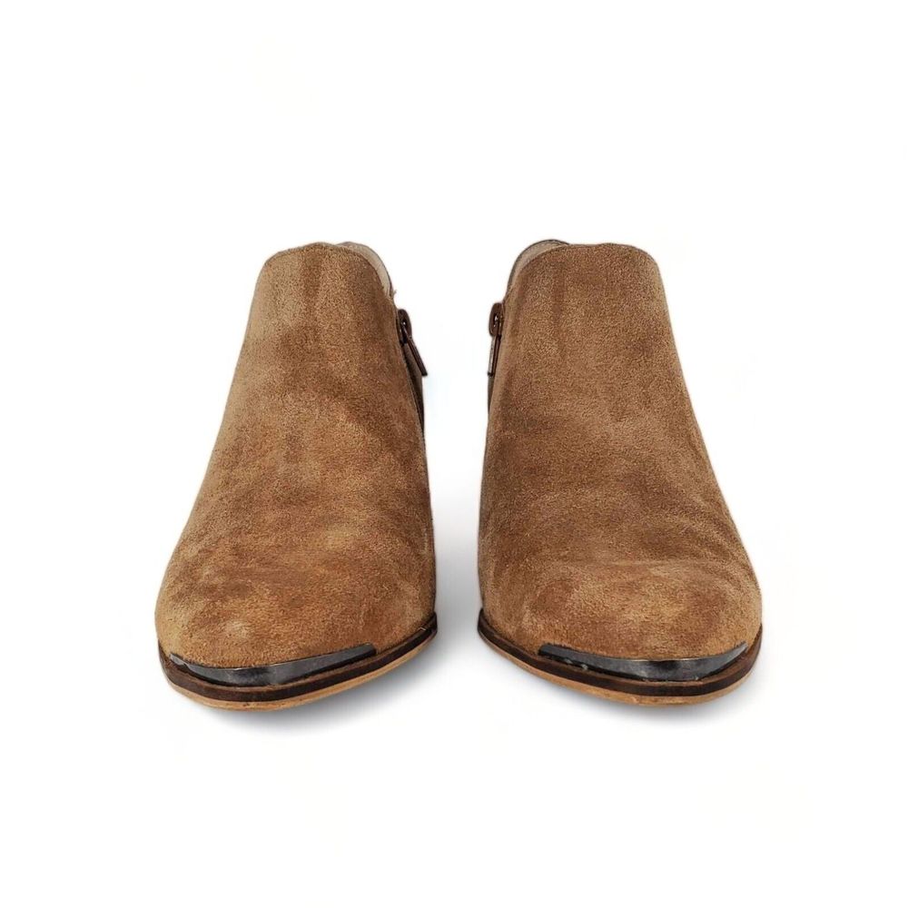 Lucky Brand Landrue Suede Leather Ankle Boots Brown Womens Size 8.5 Block Heels - Picture 6 of 11